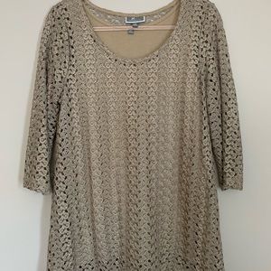 JM Collection Gold Lace Top